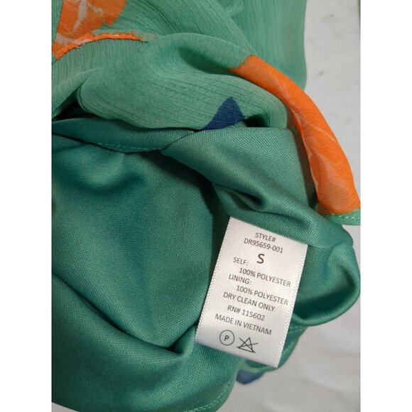 All In Favor Wrap Mini Dress Womens S Green Floral Long Sleeve Feminine Flirty - Picture 9 of 14